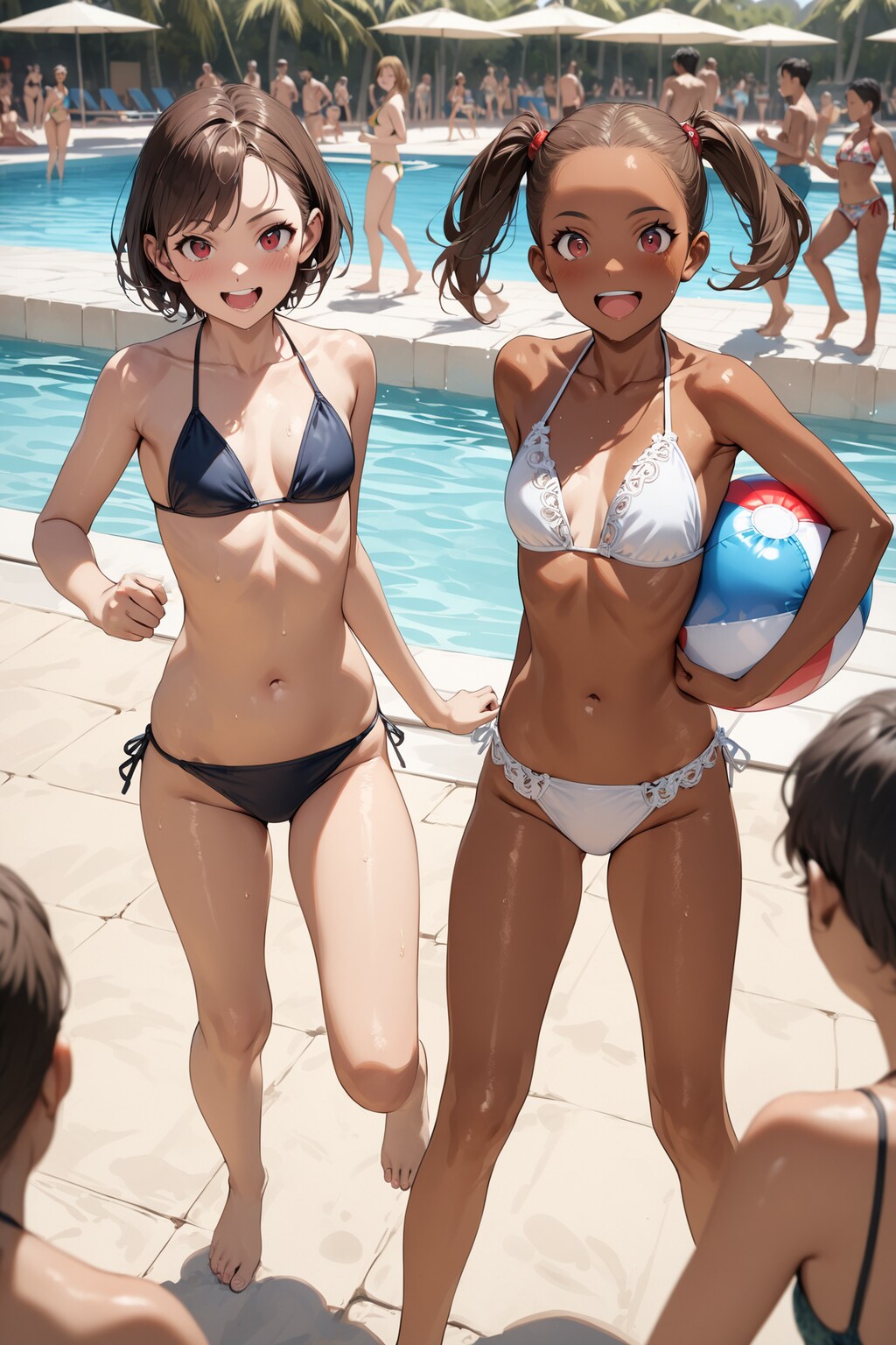 夏休みの宿題完遂を諦めて遊ぶ女の子