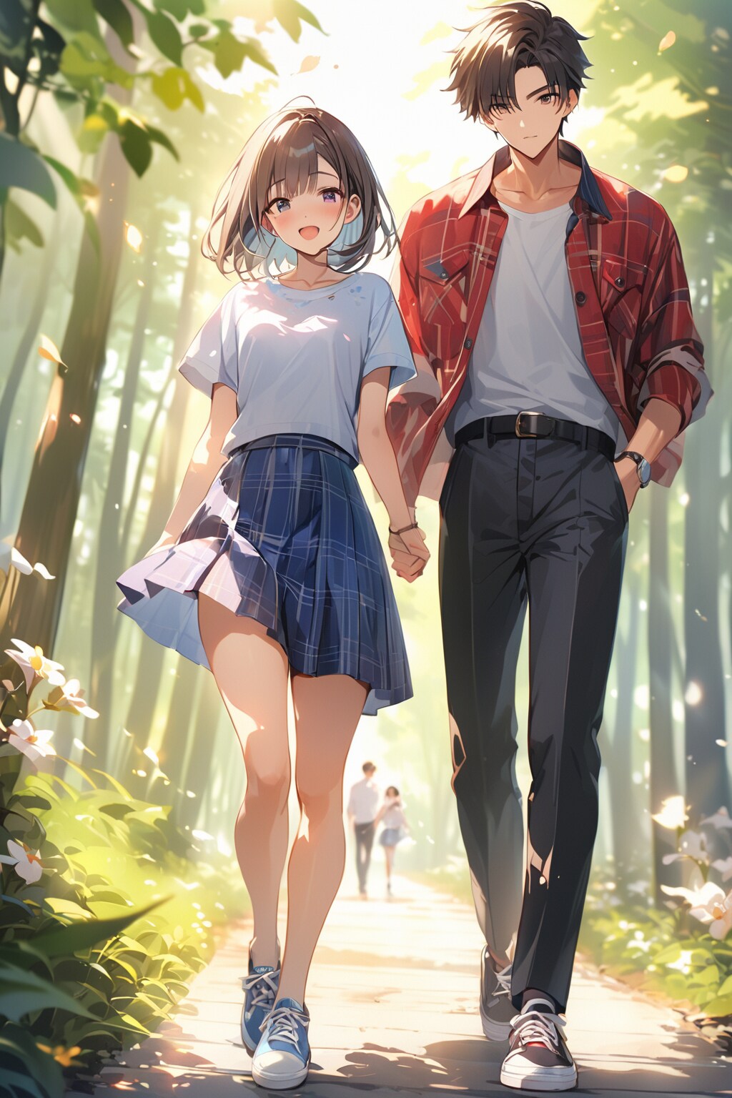 晴天の林の中で