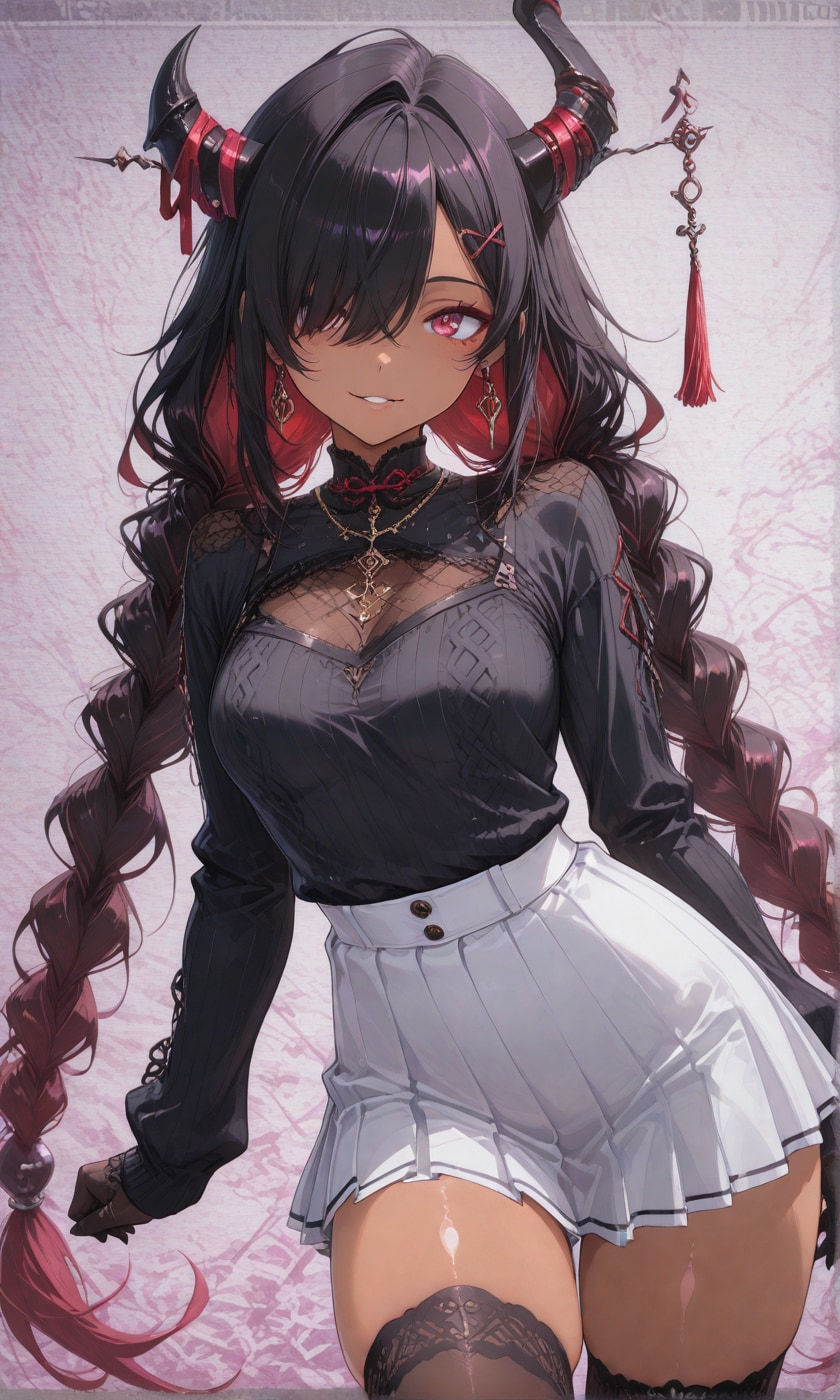 三つ編みツノ娘