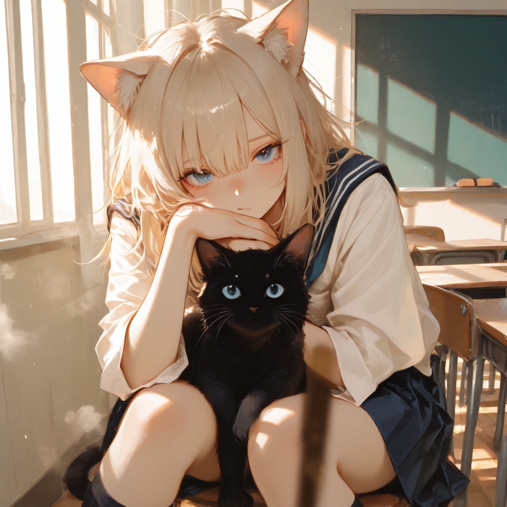 猫娘とでれ助（猫） | の人気AIイラスト・グラビア