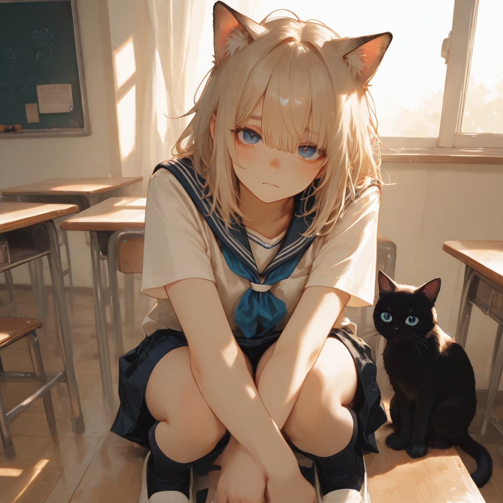 猫娘とでれ助（猫）