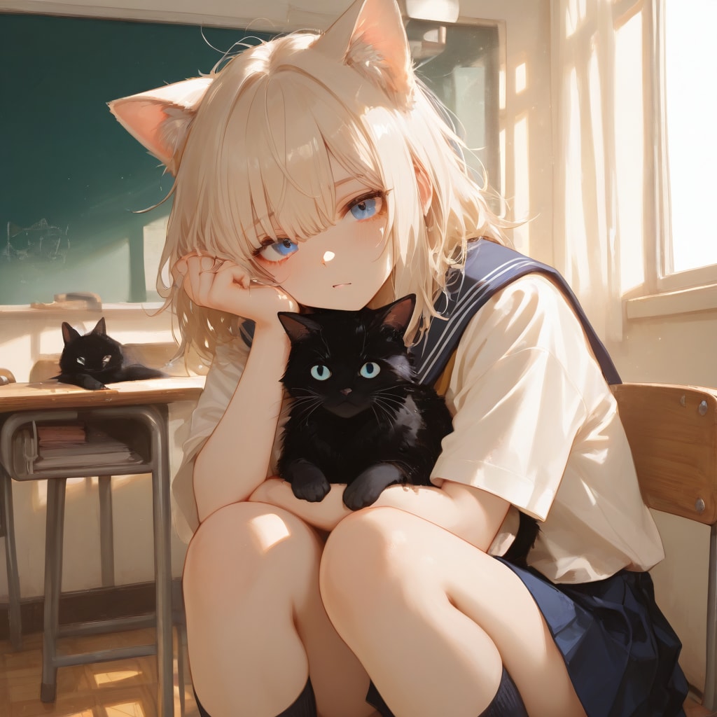 猫娘とでれ助（猫）