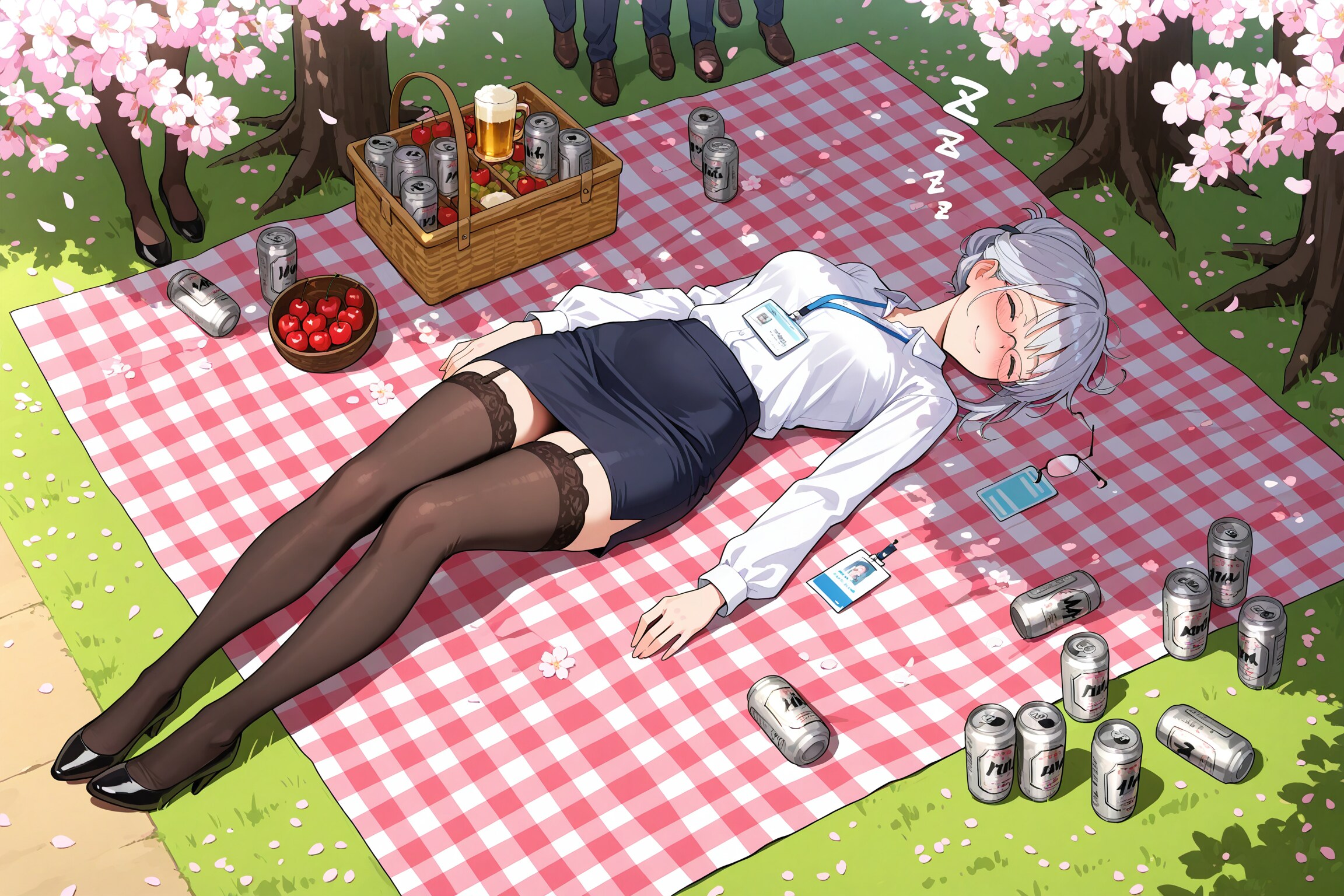 ポカポカのなか花見で酔いつぶれる露峰さん