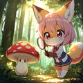 キノコさんを調査するキツネ族の女の子 5枚目