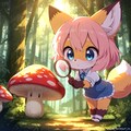 キノコさんを調査するキツネ族の女の子 4枚目