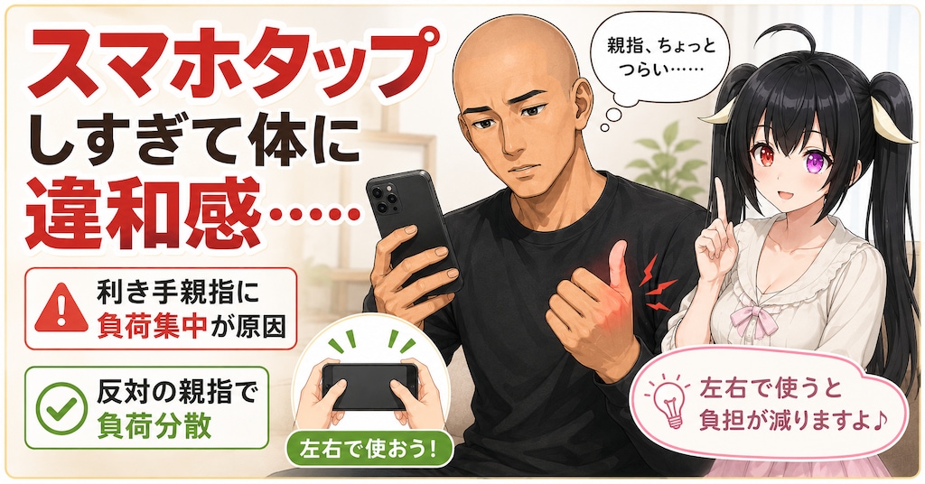 【4コマ漫画】スマホタップしすぎて体に違和感……【1コマ漫画】