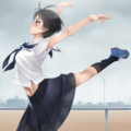 school rooftop ballet, blue sneakers, black socks 6枚目