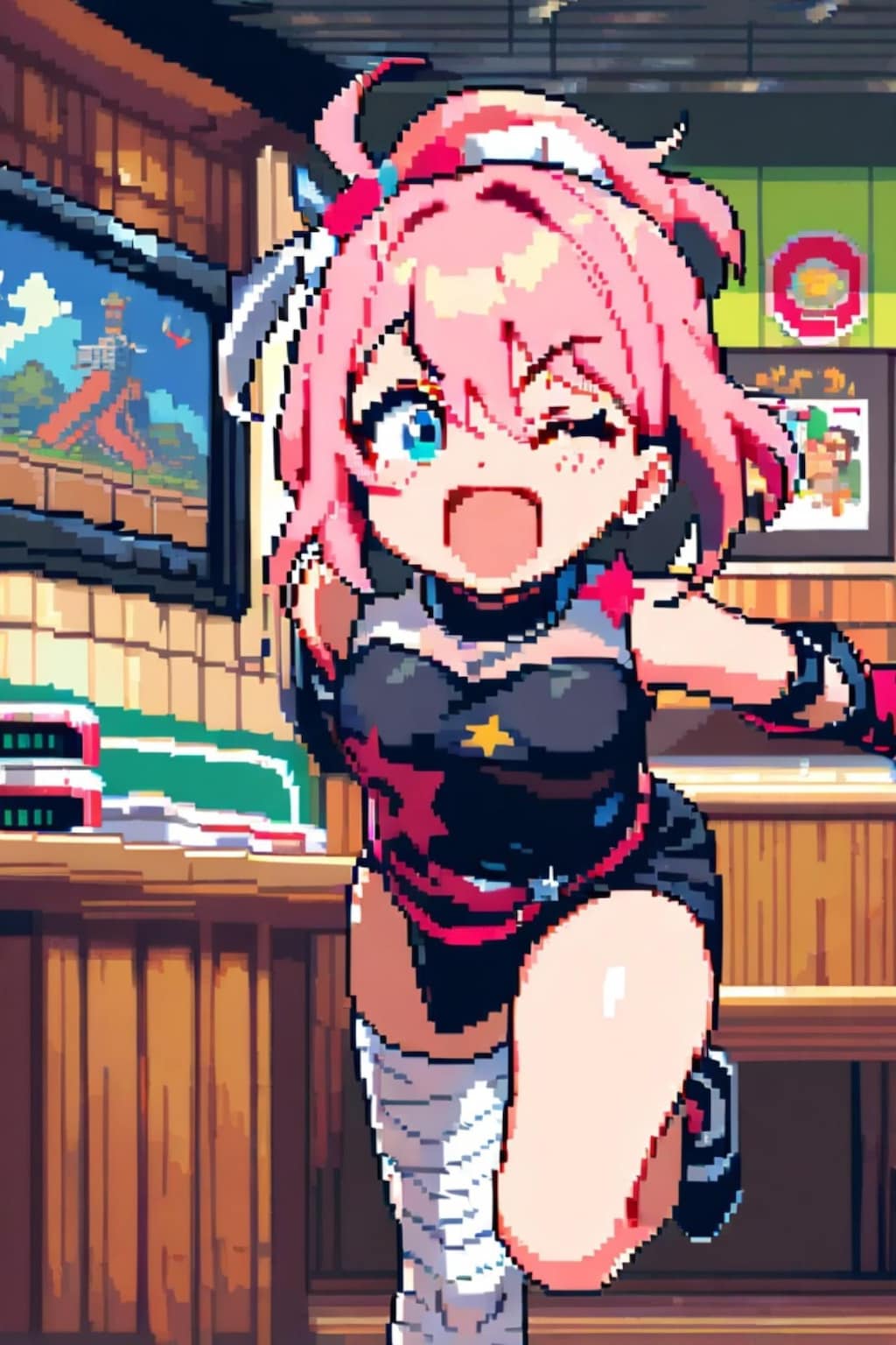 ドットのピンク髪ちゃん