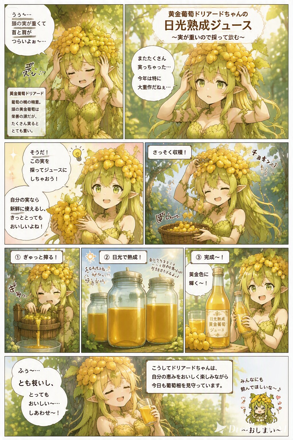 黄金葡萄ドリアードちゃんの日光熟成ジュース