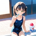 プールサイドでかき氷 3枚目