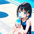 プールサイドでかき氷 2枚目