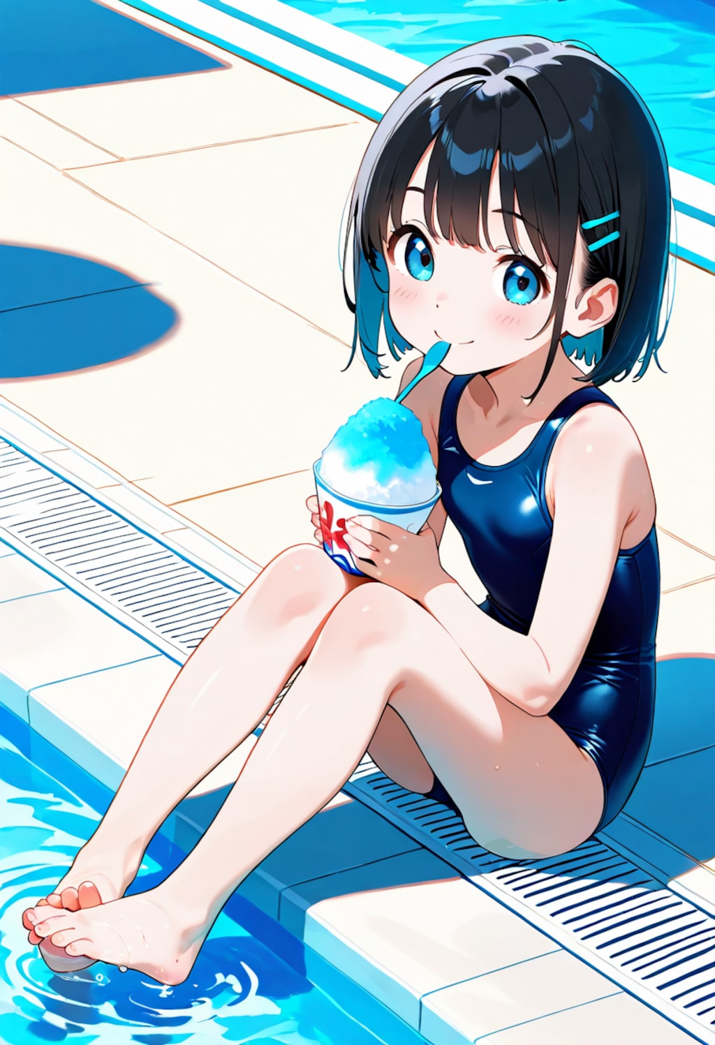 プールサイドでかき氷
