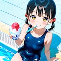 プールサイドでかき氷 4枚目