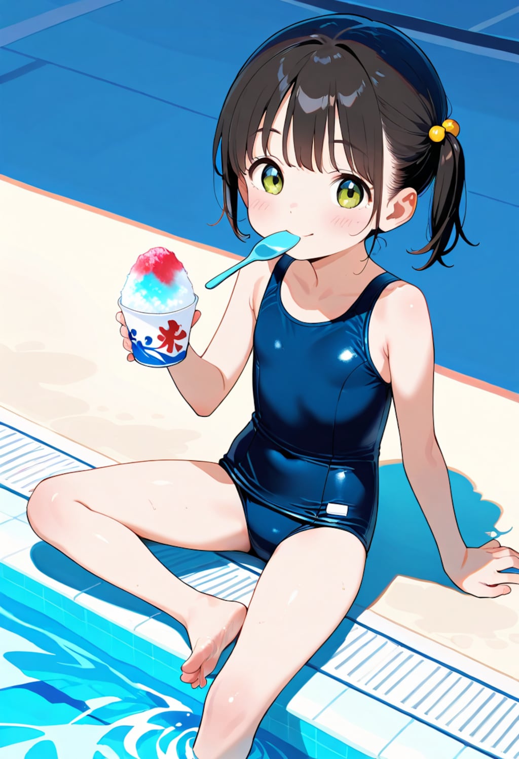 プールサイドでかき氷
