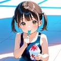 プールサイドでかき氷 6枚目