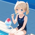 プールサイドでかき氷 8枚目
