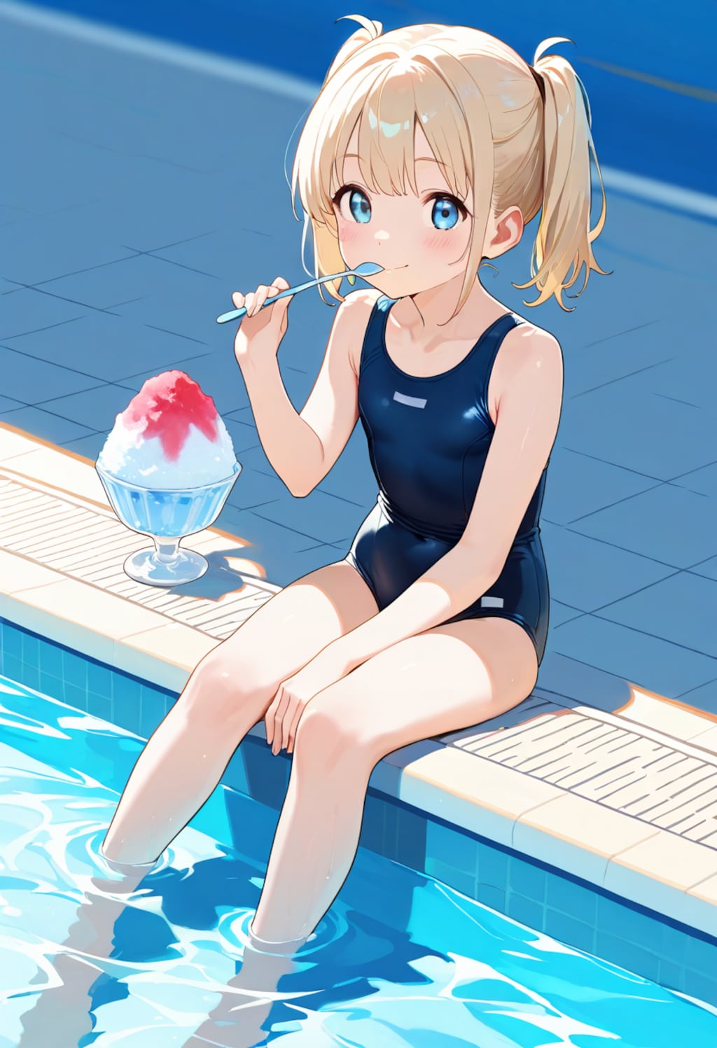 プールサイドでかき氷