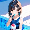 プールサイドでかき氷 9枚目