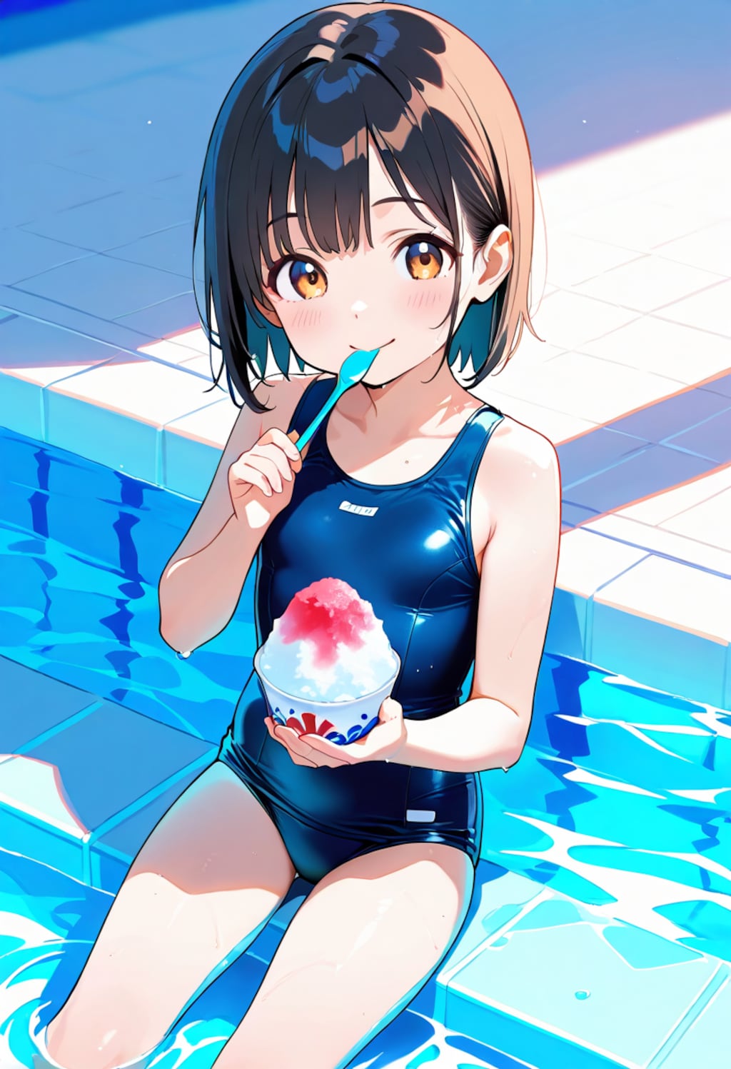 プールサイドでかき氷
