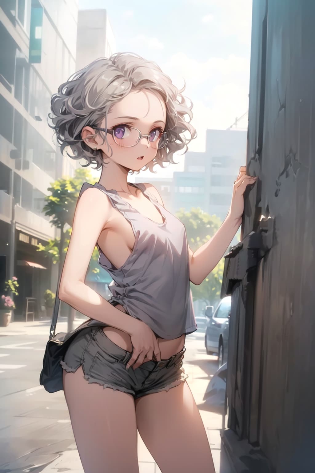 軽装の眼鏡っ娘