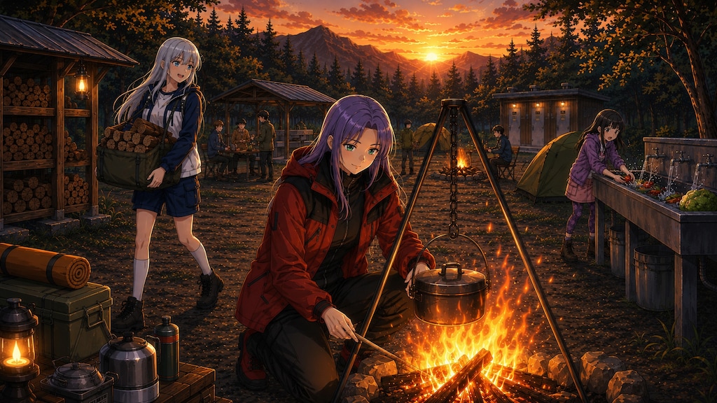 夕焼けキャンプのひととき