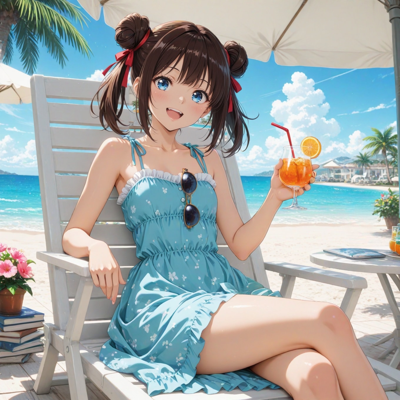 お団子ヘアな真由