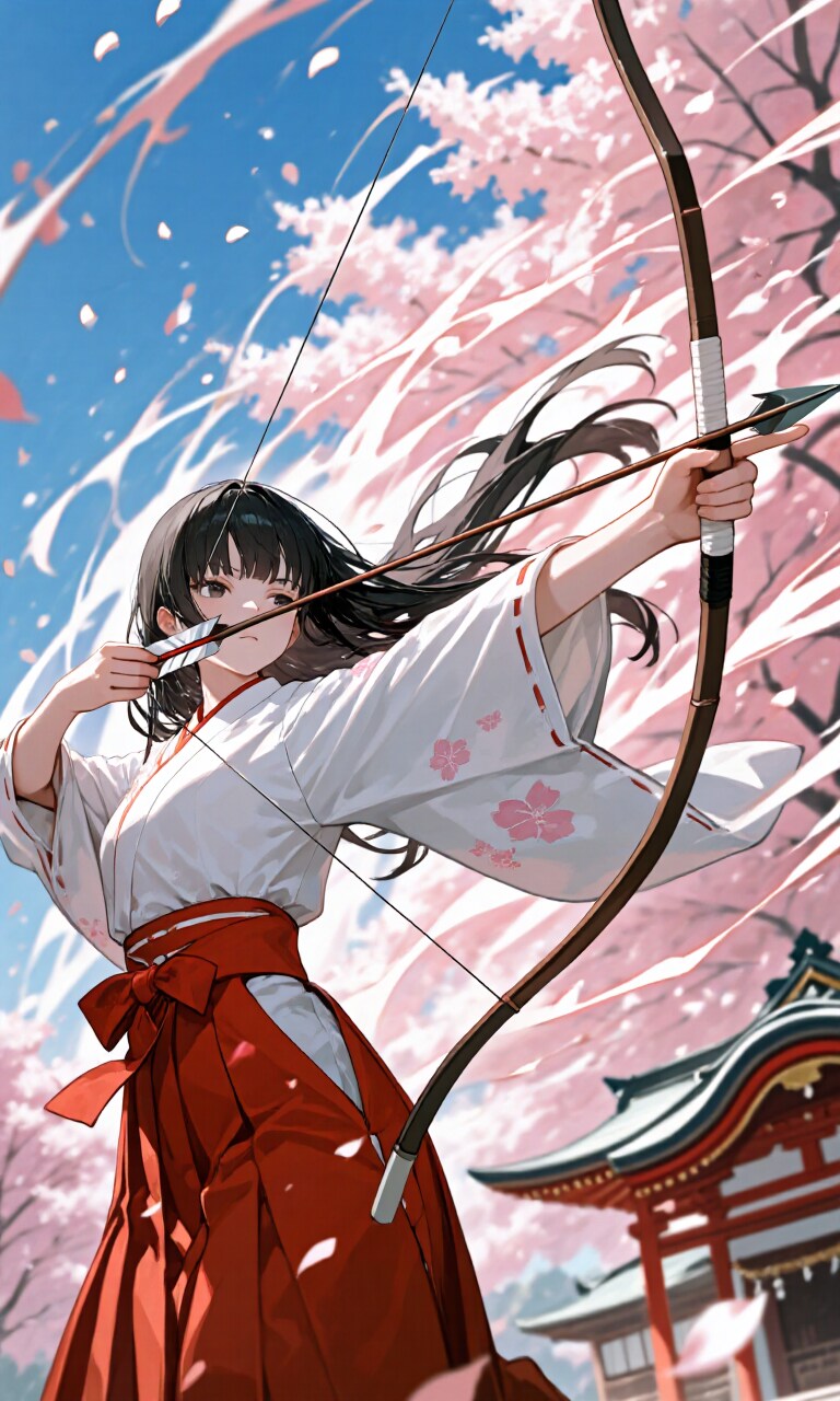 大弓女子　桜嵐 | の人気AIイラスト・グラビア