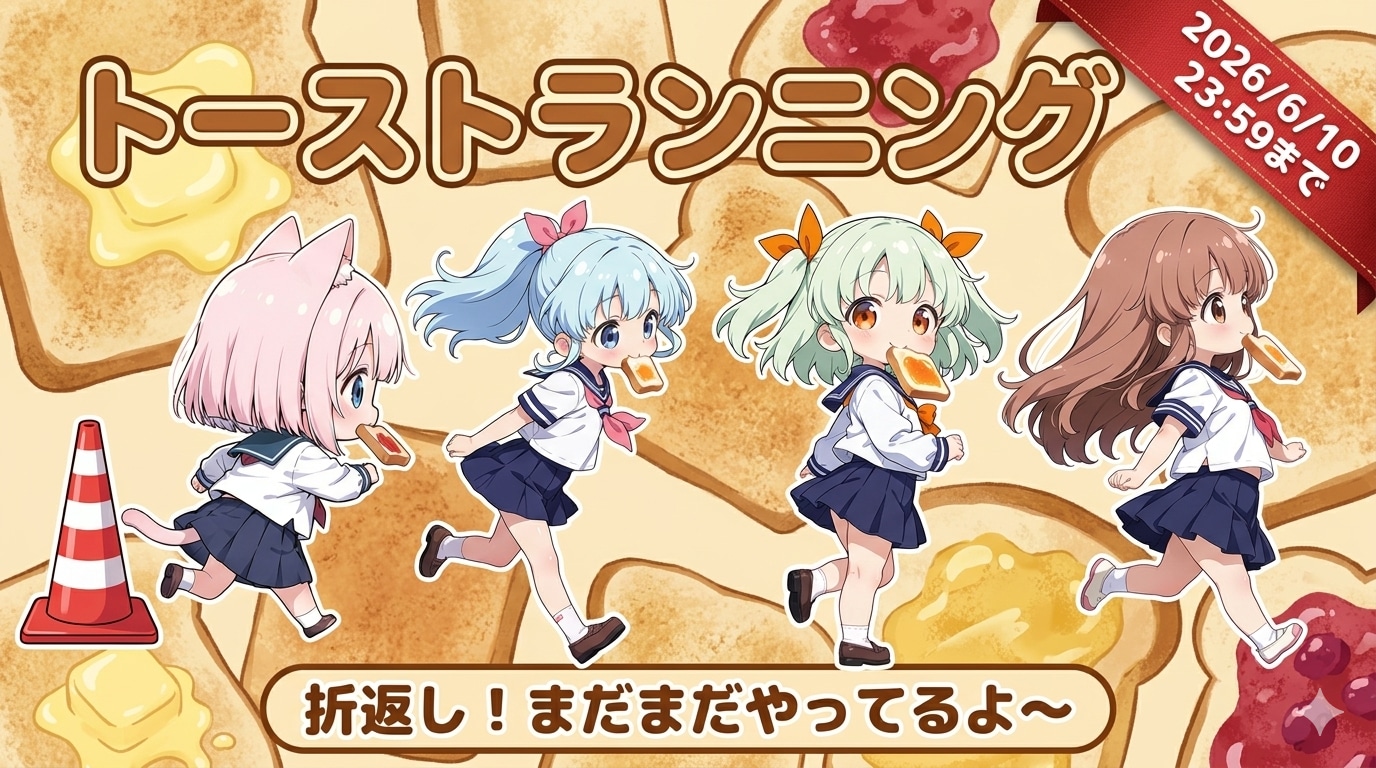トーストランニング！折返し！まだまだやってるよ〜