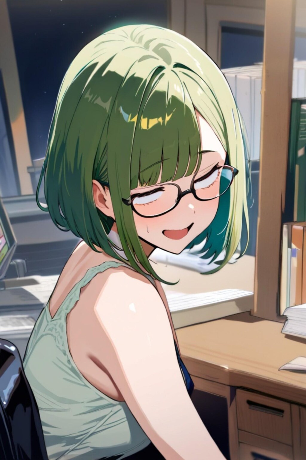 新人の緑髪ちゃん