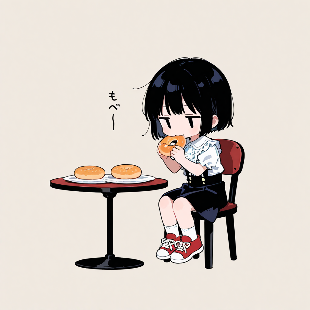 ベーグルを食べる