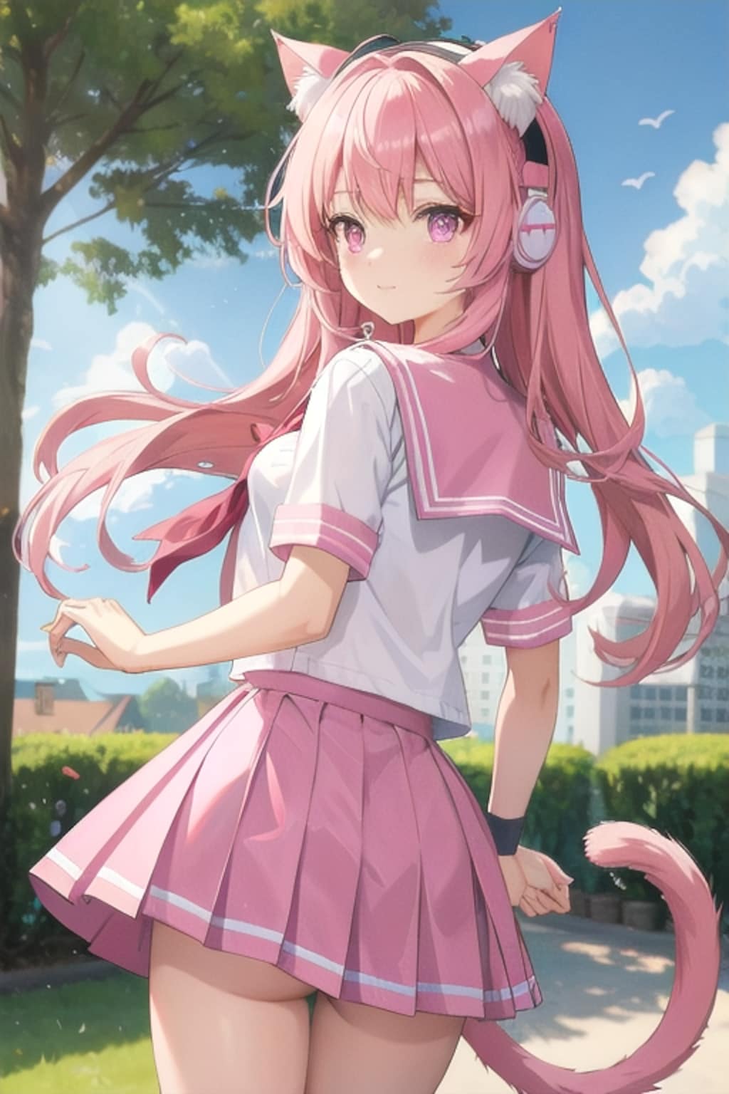 ピンク髪のケモ耳女の子