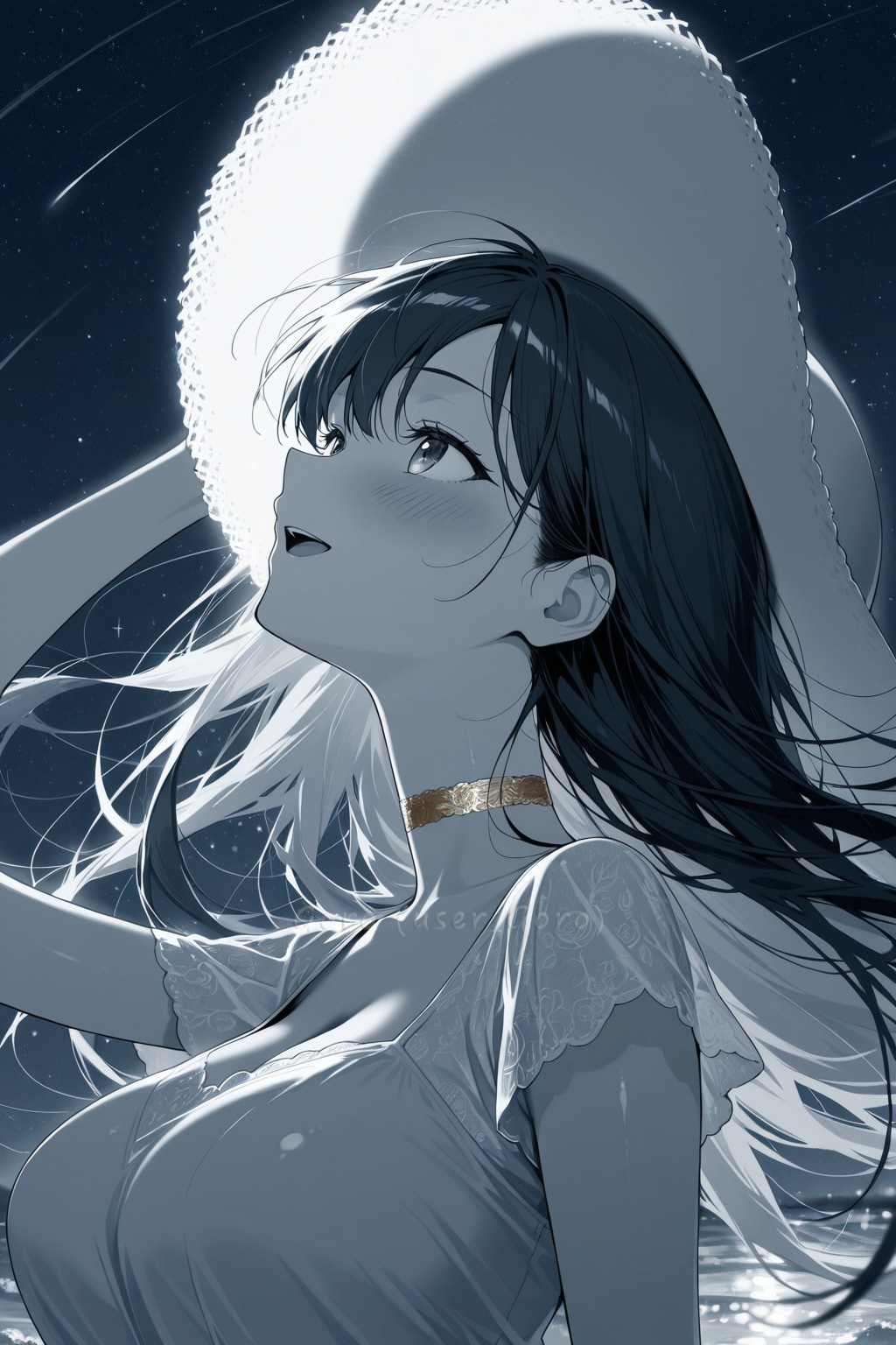 チョーカーの横顔、日暮れ後