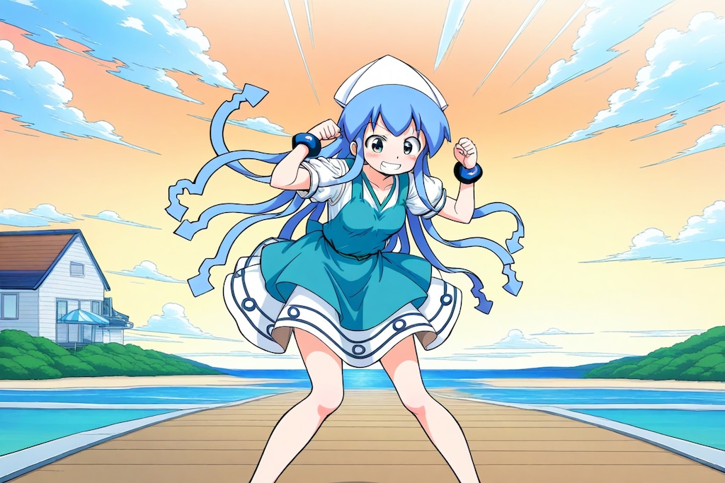 イカちゃん、風林館高校女子制服を着る。