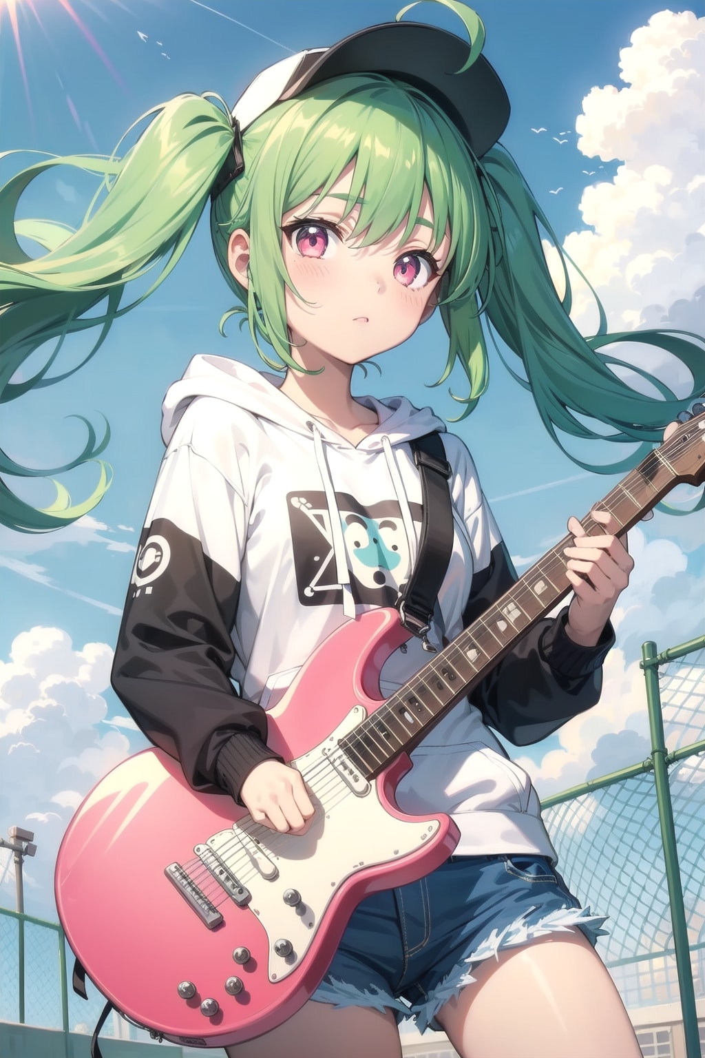 涼しい外で　ギター