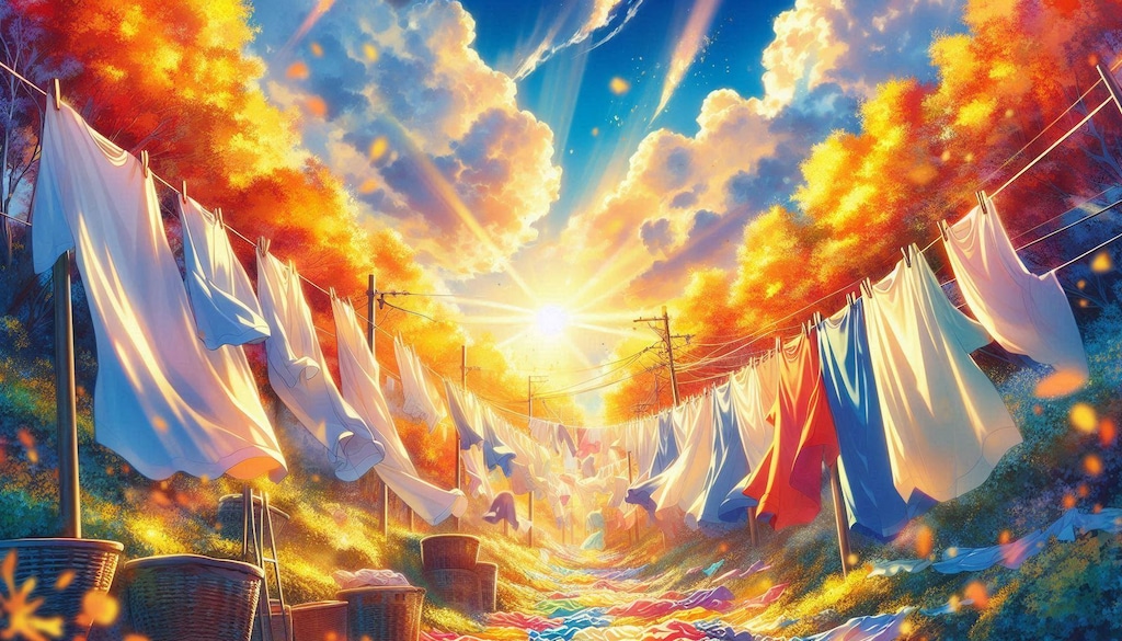 秋晴れと洗濯物