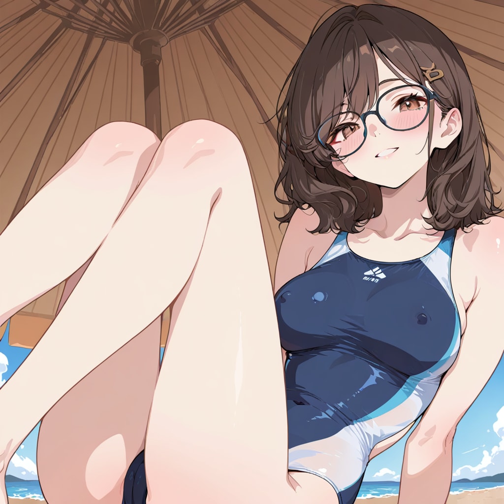 blue competitive swimsuit