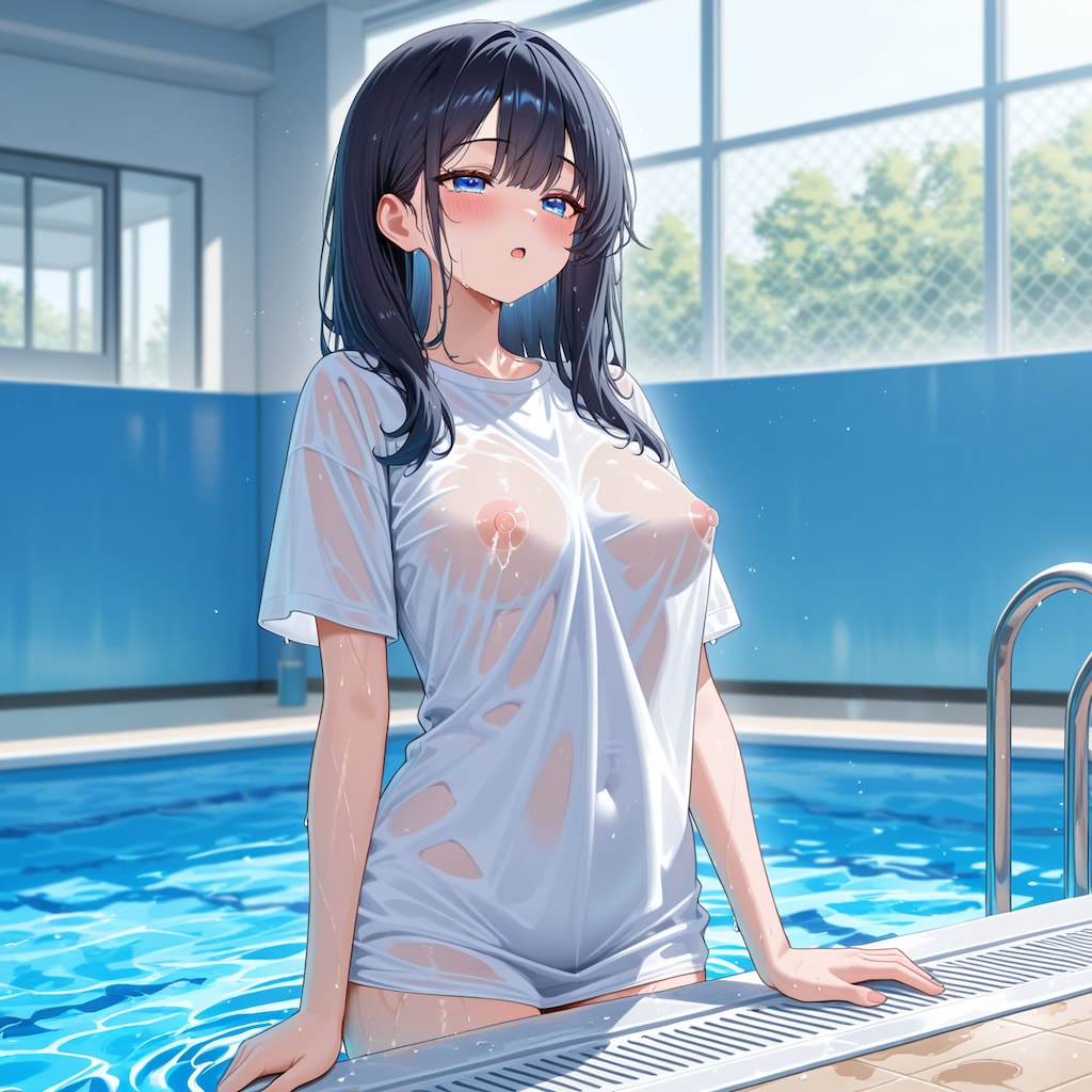 濡れシャツプールサイド
