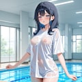濡れシャツプールサイド 2枚目