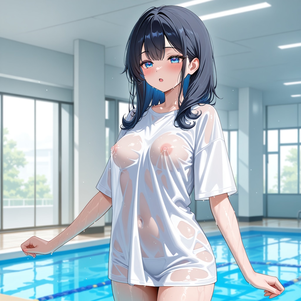 濡れシャツプールサイド