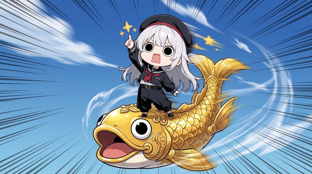 金シャチを乗りこなしてしまいよったえらいこっちゃ嬢