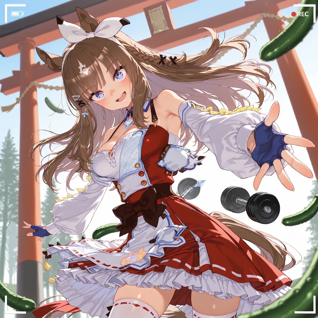 竹輪の代わりに胡瓜をばら撒く九冠馬さん♪