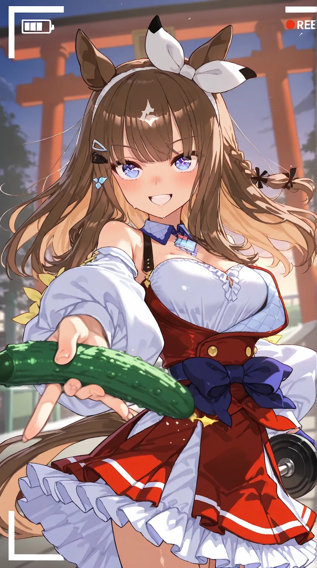 竹輪の代わりに胡瓜をばら撒く九冠馬さん♪