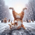 雪の中の猫 7枚目