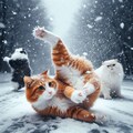 雪の中の猫 6枚目