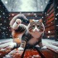 雪の中の猫 5枚目