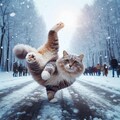 雪の中の猫 8枚目