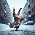 雪の中の猫 9枚目