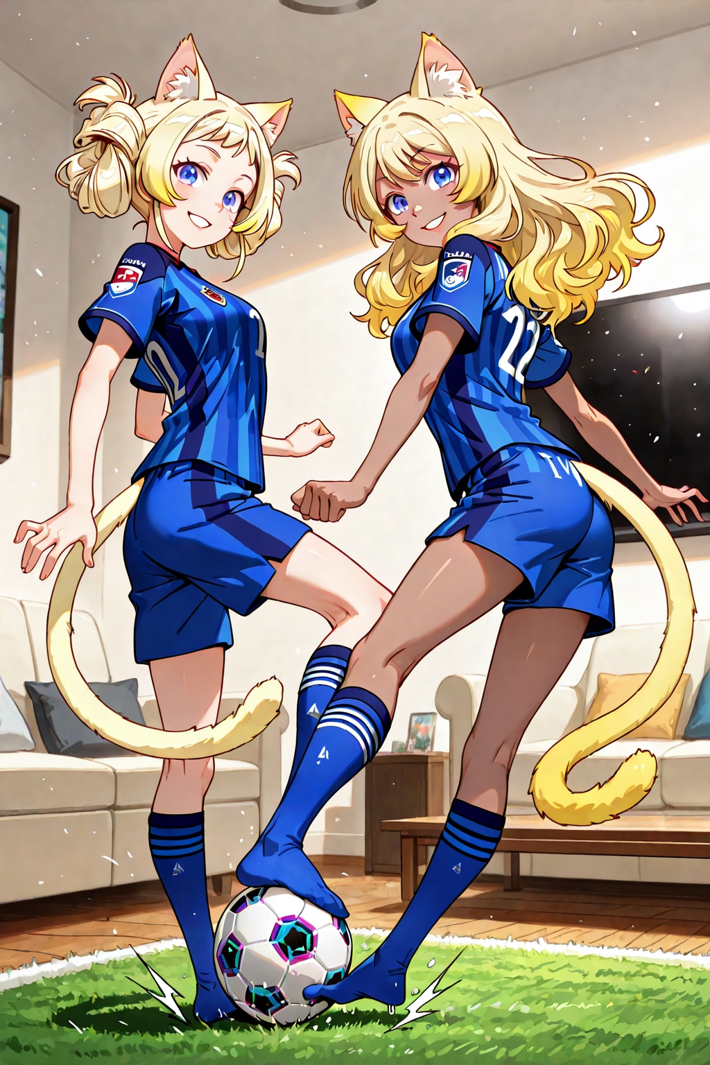 兄ちゃーん！いくよー（リビングでサッカーはよしなさい）