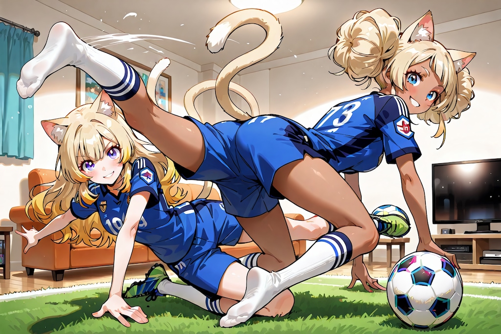 兄ちゃーん！いくよー（リビングでサッカーはよしなさい）