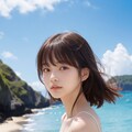 夏のビーチの横顔ガール（白ドレスVer） 8枚目